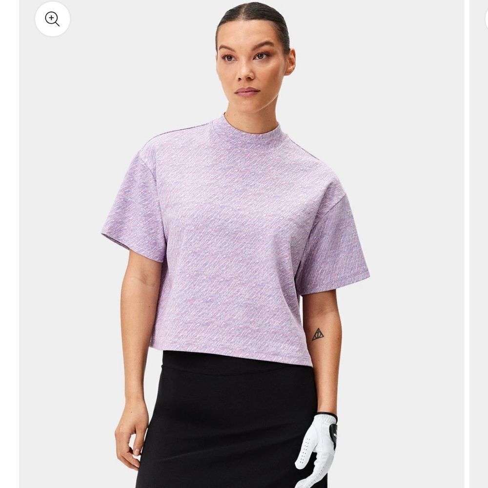 Macade Golf Ivy Heather Melange Crop Mock Tee